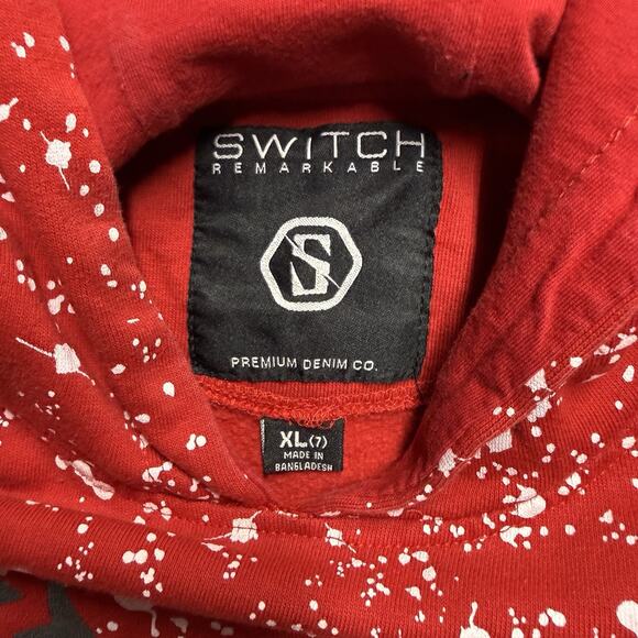 Switch Remarkable Chicago Bulls Hoodie Youth XL 7 Red Splatter Paint Long Sleeve - Picture 2 of 9